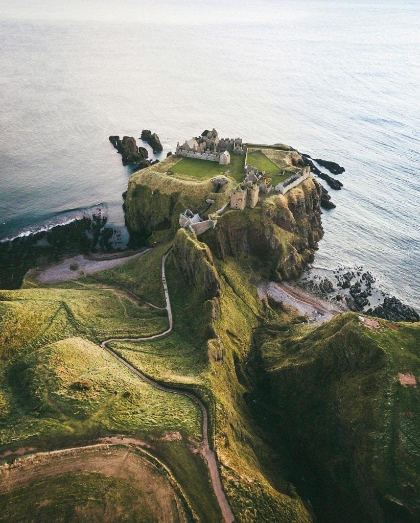 dunnottar castle by drone