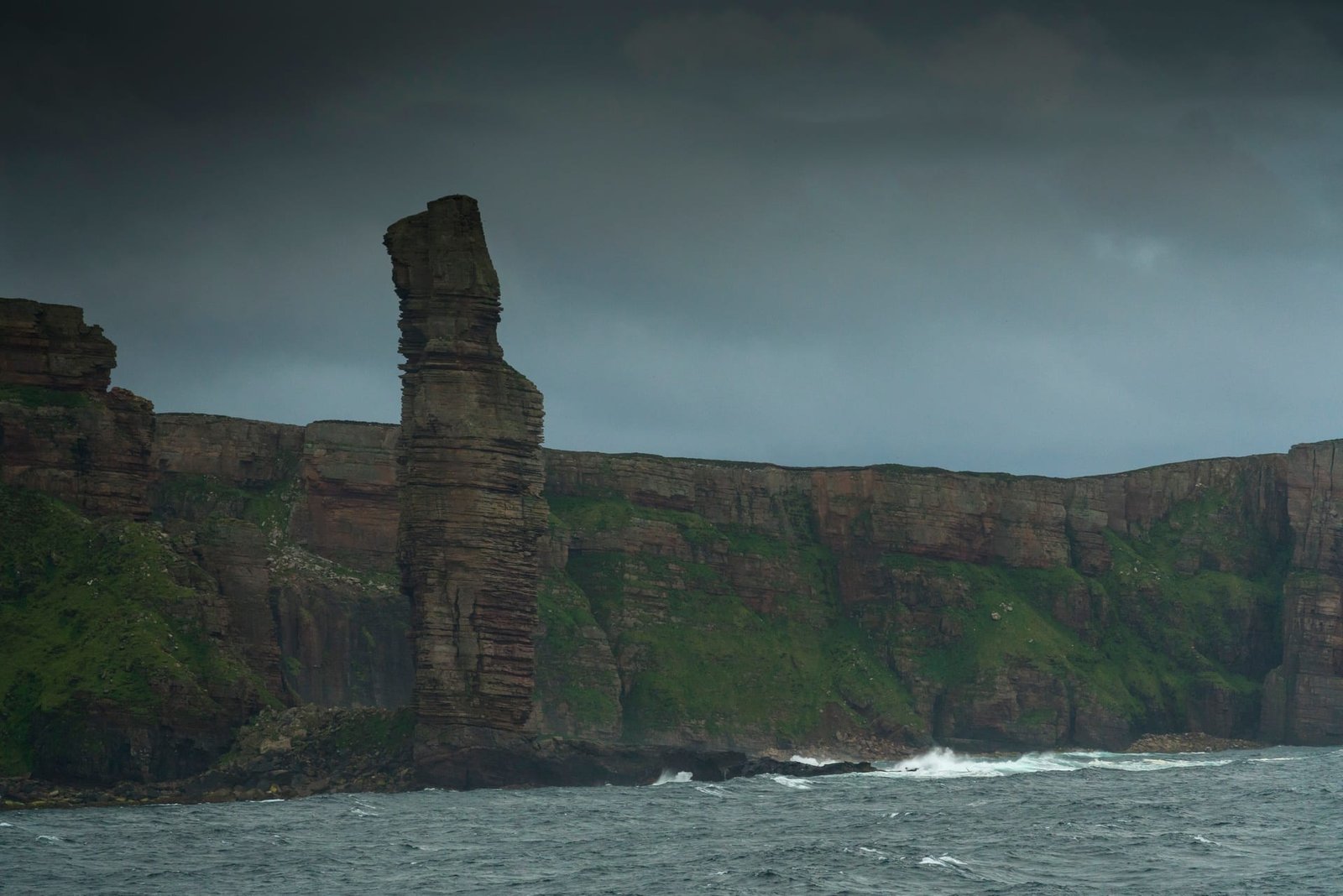 The Old Man of Hoy seen from the ferry from Stromness to Scrabster